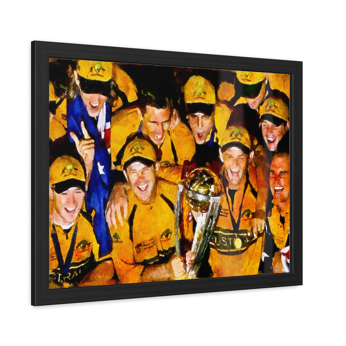 2007 Cricket World Cup Triumph: Australia's Trophy Celebration in Watercolour - Fine Art Print, Ready to Hang Wall Art Cricket Gift.