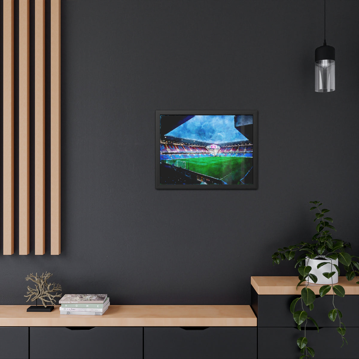 Burnley Turf Moor - Expressionist Modern Art - Ready to Hang Framed Watercolour Fine Art Painting Print Poster, Football Wall Art, Soccer Fan Gift