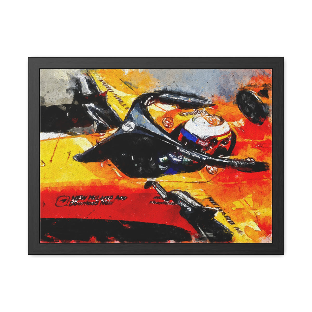 Capture the F1 Essence with Carlos Sainz - Framed Watercolour Fine Art Print Poster - Ready to Hang, Wall Art Formula One Gift