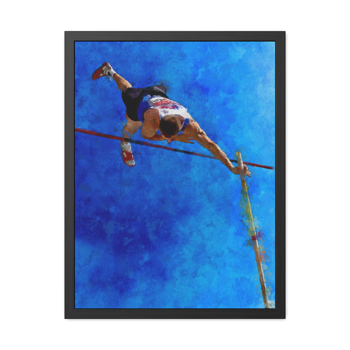 Capture Pole Vaulting Action with Modern Art - Ready to Hang Framed Watercolour Fine Art Painting Print Poster, Athletics Wall Art, Athletics Fan Gift