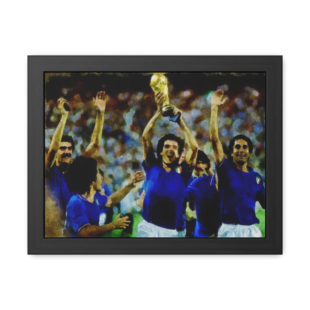 World Cup Winners 1982 Italy Watercolor Painting, Ready to Hang Framed Art Print Poster, Azzurri Fan Gift