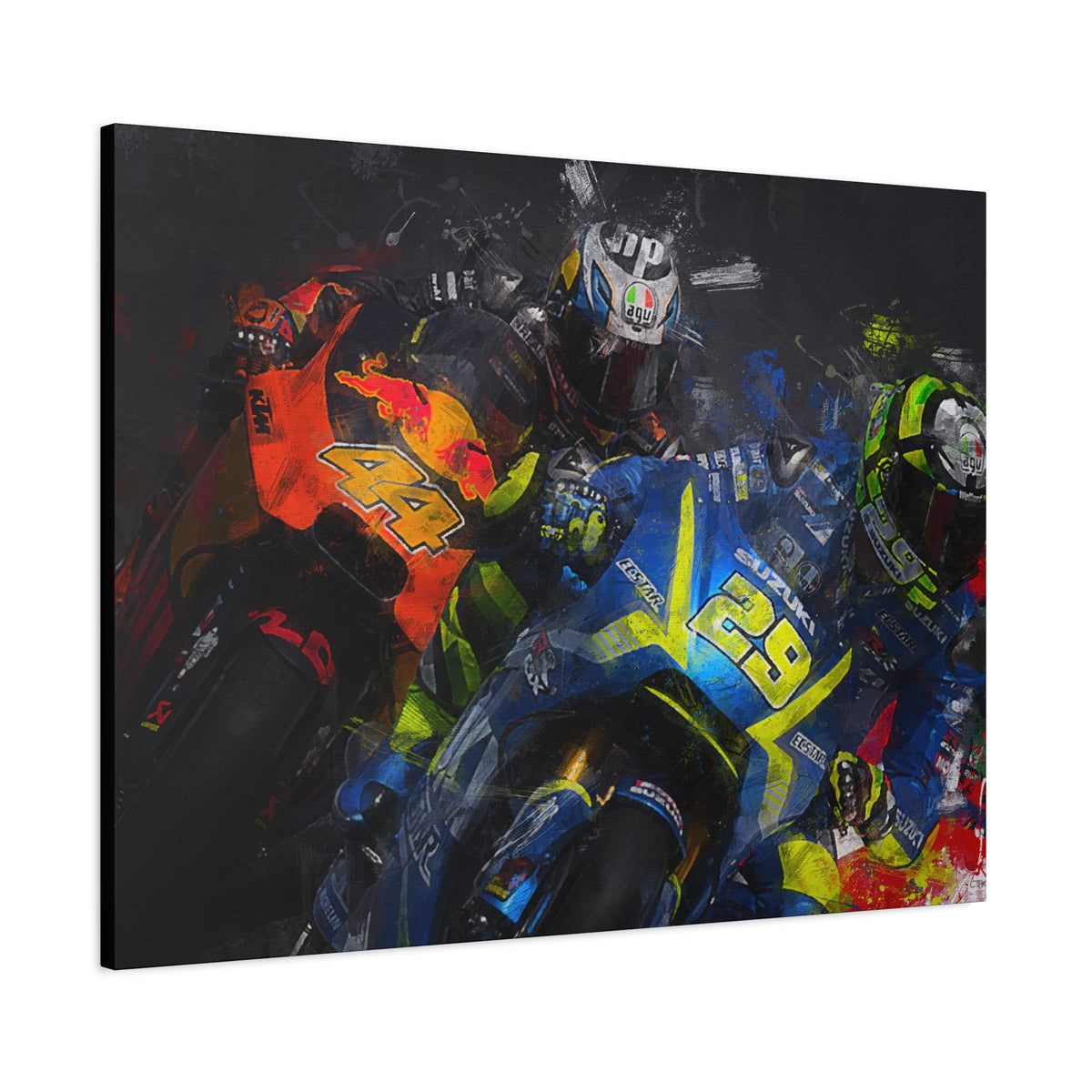 Ride into the MotoGP Thrill: Stretched Canvas Fine Art Print Poster - Ready to Hang, Wall Art MotoGP Gift