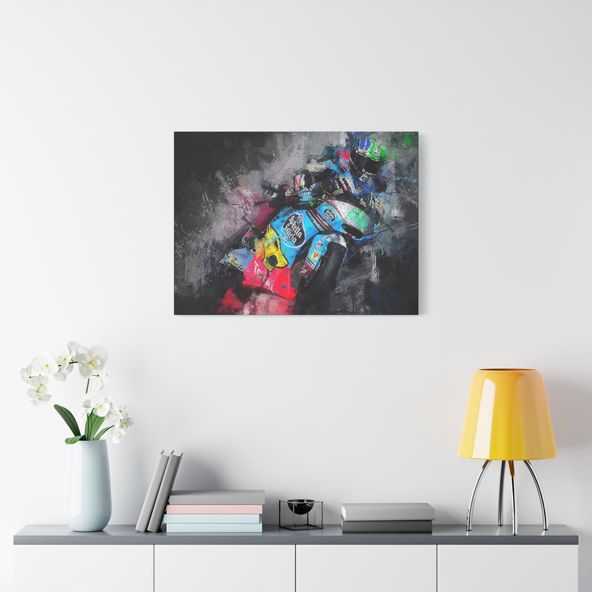 Experience the Roar: Stretched Canvas Fine Art MotoGP Print Poster - Ready to Hang, Wall Art MotoGP Gift