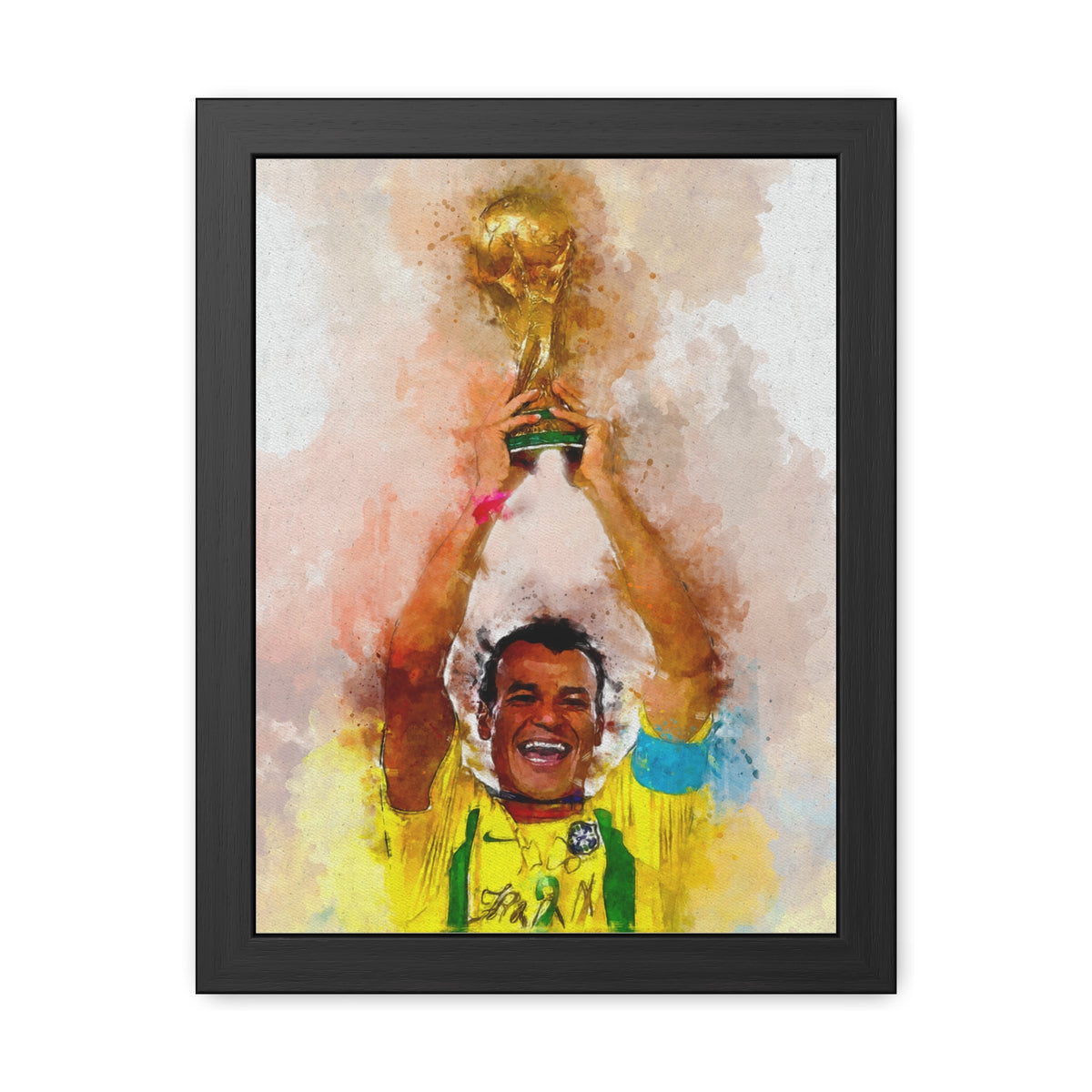 World Cup Winners 1994 Brazil Watercolor Painting, Ready to Hang Framed Art Print Poster, Brazil Fan Gift