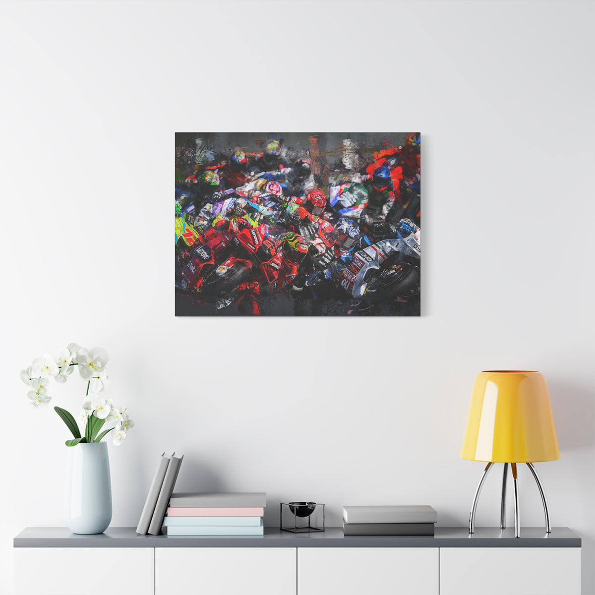 MotoGP Start Line Masterpiece: Stretched Canvas Fine Art Print Poster - Ready to Hang, the Ultimate Wall Art MotoGP Gift