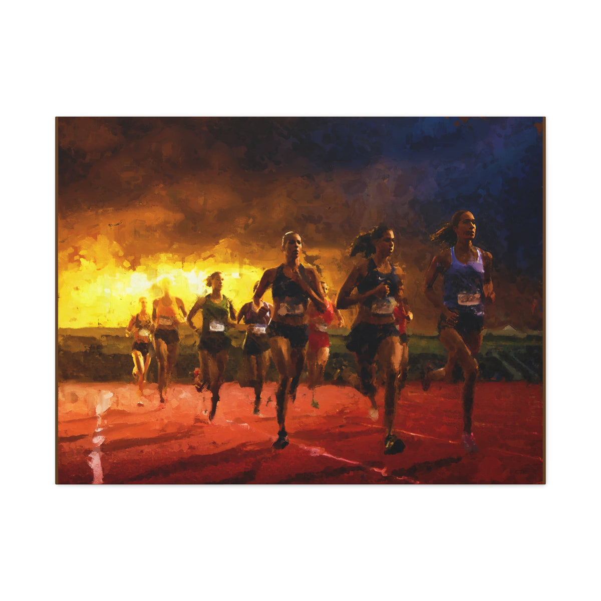 Impressionist Modern Art Painting Print on Canvas of a Sprinter- Vibrant Athletics Décor, Athletics Poster- Stretched Canvas Athletics Fine Art Print Poster- Ready to Hang Wall Art, Sprinter Fan Gift