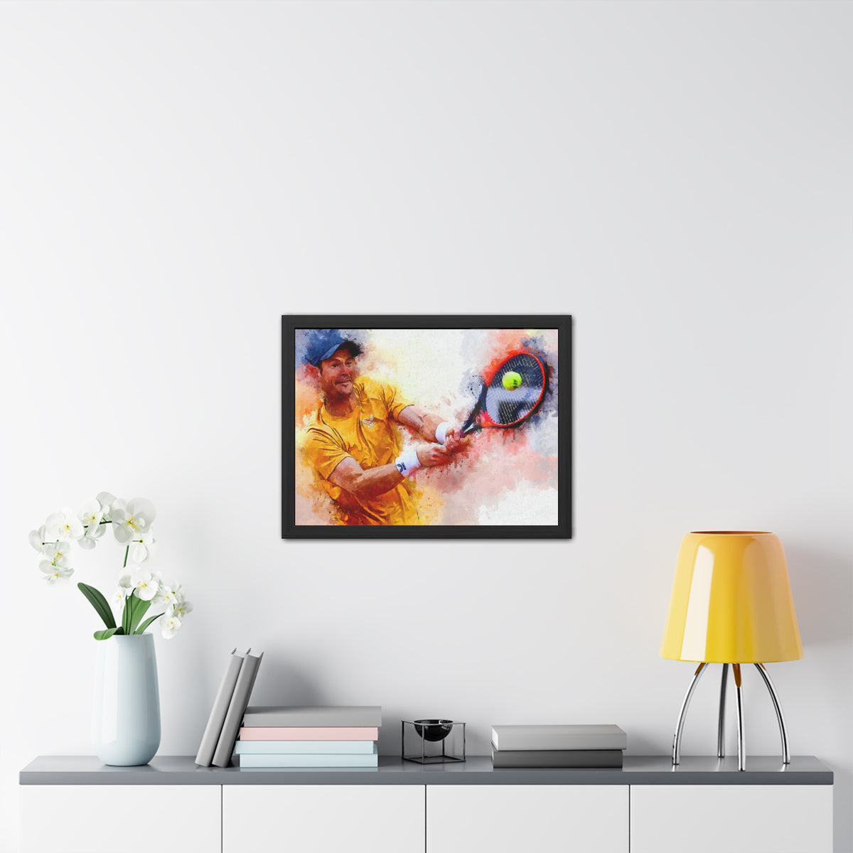 Andy Murray Expressionist Portrait: Ready to Hang Framed Watercolour Fine Art Painting Print Poster, Tennis Wall Art, Tennis Fan Gift