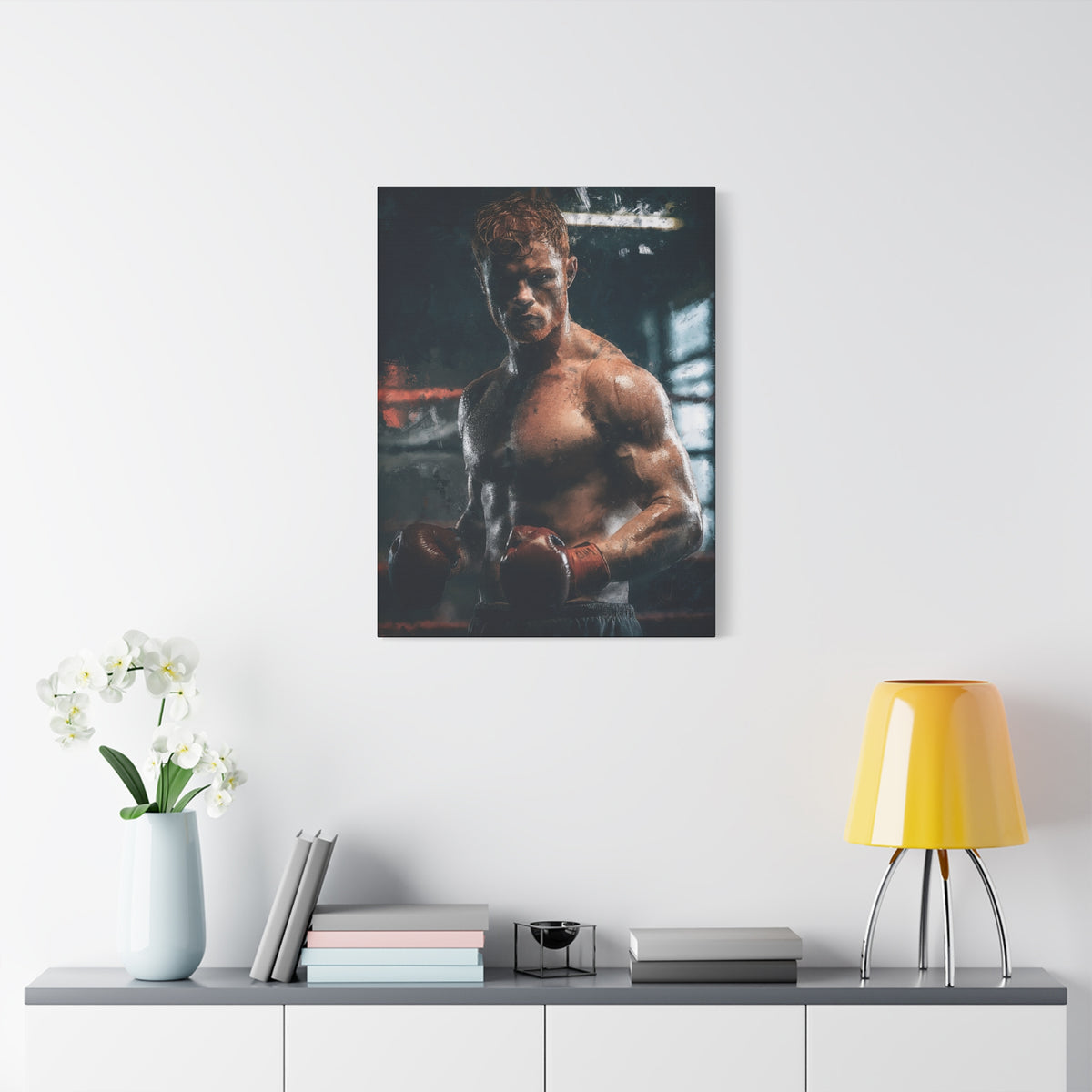 Canelo Álvarez Painting: Expressive Boxing Brilliance - Stretched Canvas Fine Art Boxing Print Poster, Ready to Hang, Wall Art Boxing Gift