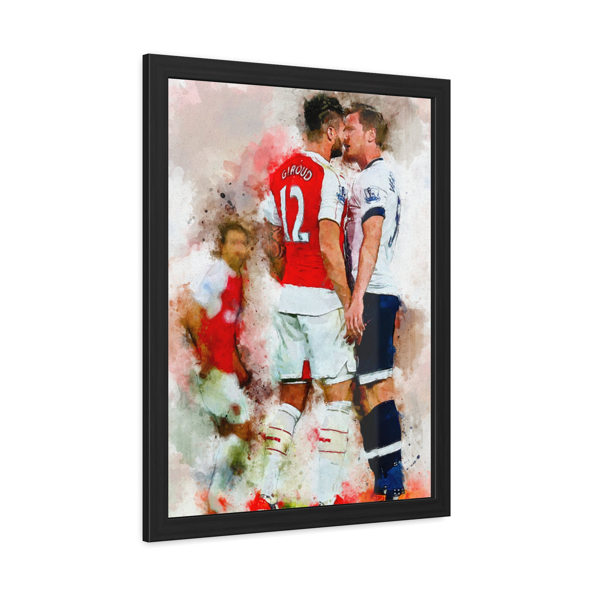 Arsenal vs. Tottenham Derby Ready to Hang Framed Watercolour Fine Art Painting Print Poster, Football Wall Art, Soccer Fan Gift