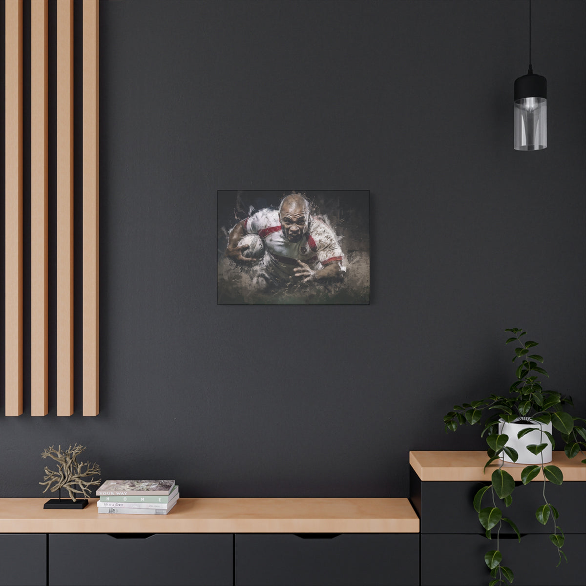Rugby Rush: Expressionist Canvas Fine Art Print Poster - Ready to Hang Wall Art, Rugby Gift