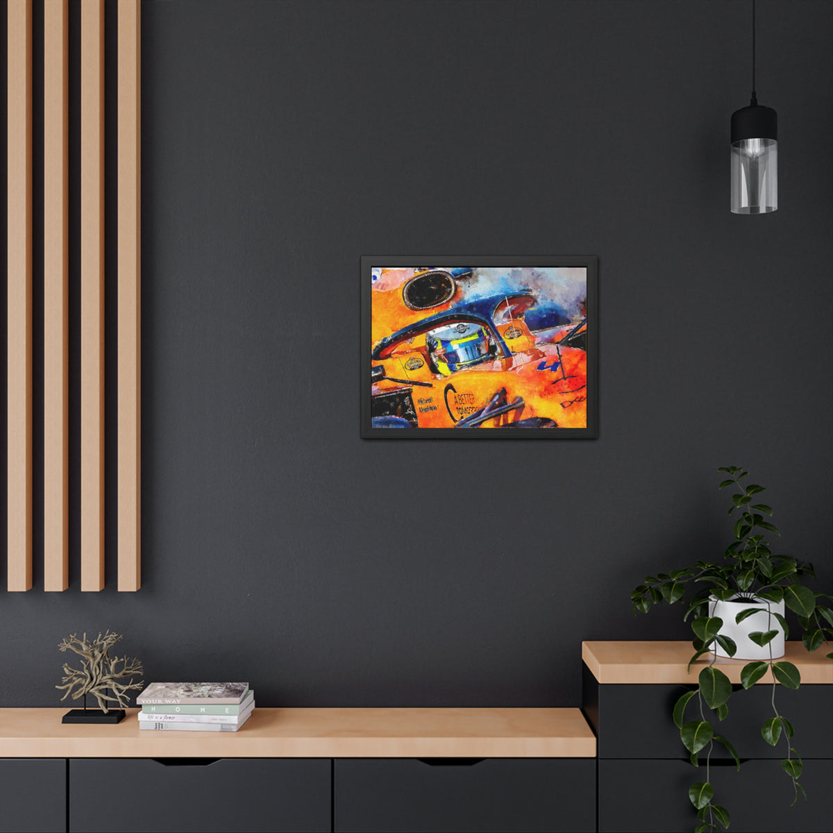 Lando Norris F1 Masterpiece: Framed Watercolour Fine Art Print Poster - Ready to Hang, Wall Art Formula One Gift