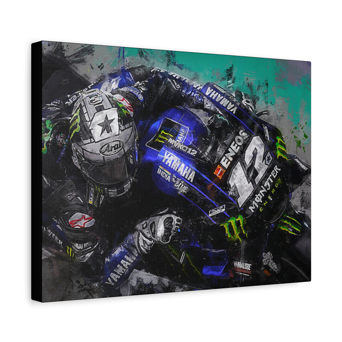 Dynamic MotoGP Thrills: Stretched Canvas Fine Art Print Poster - Ready to Hang, Wall Art MotoGP Gift