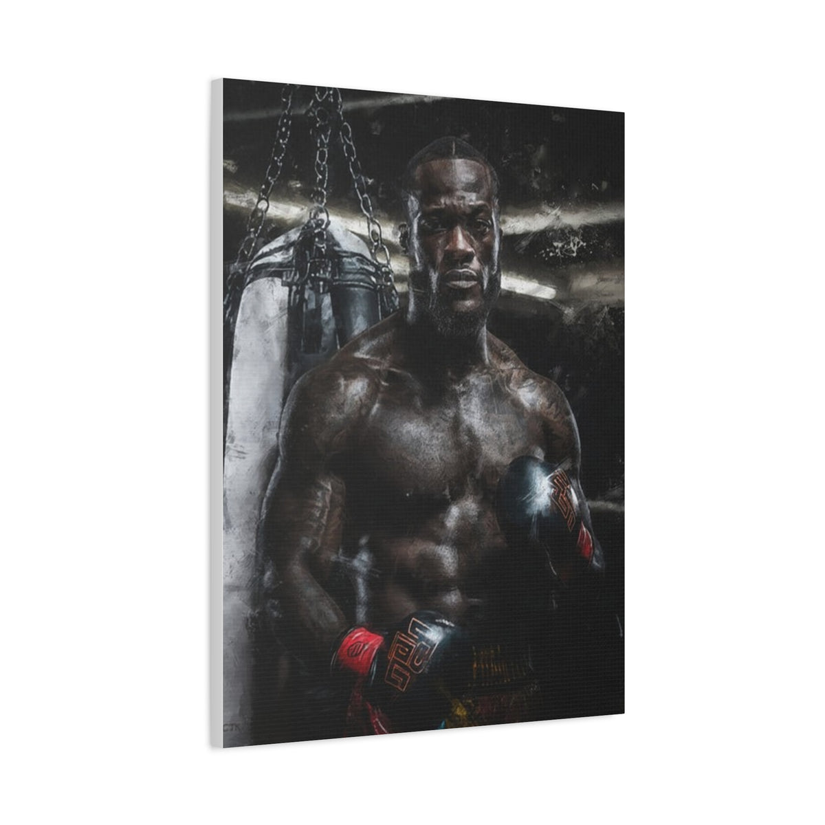 Deontay Wilder Portrait Painting: Power and Precision - Stretched Canvas Fine Art Boxing Print Poster, Ready to Hang, Wall Art Boxing Gift