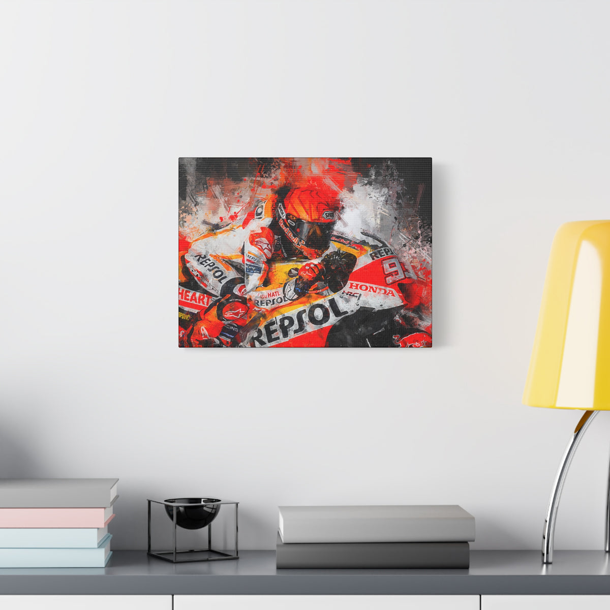 Racing Passion Unleashed: Stretched Canvas Fine Art MotoGP Print Poster - Ready to Hang, Wall Art MotoGP Gift
