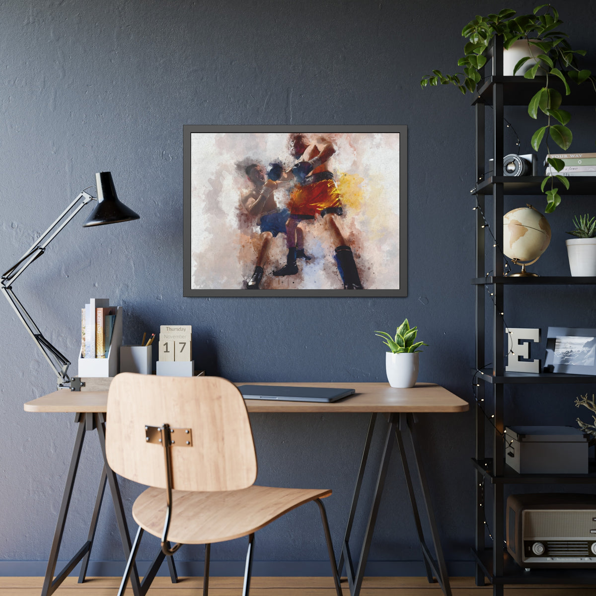 Dynamic Knockout: Framed Fine Art Boxing Print Poster- Ready to Hang, Wall Art Boxing Gift