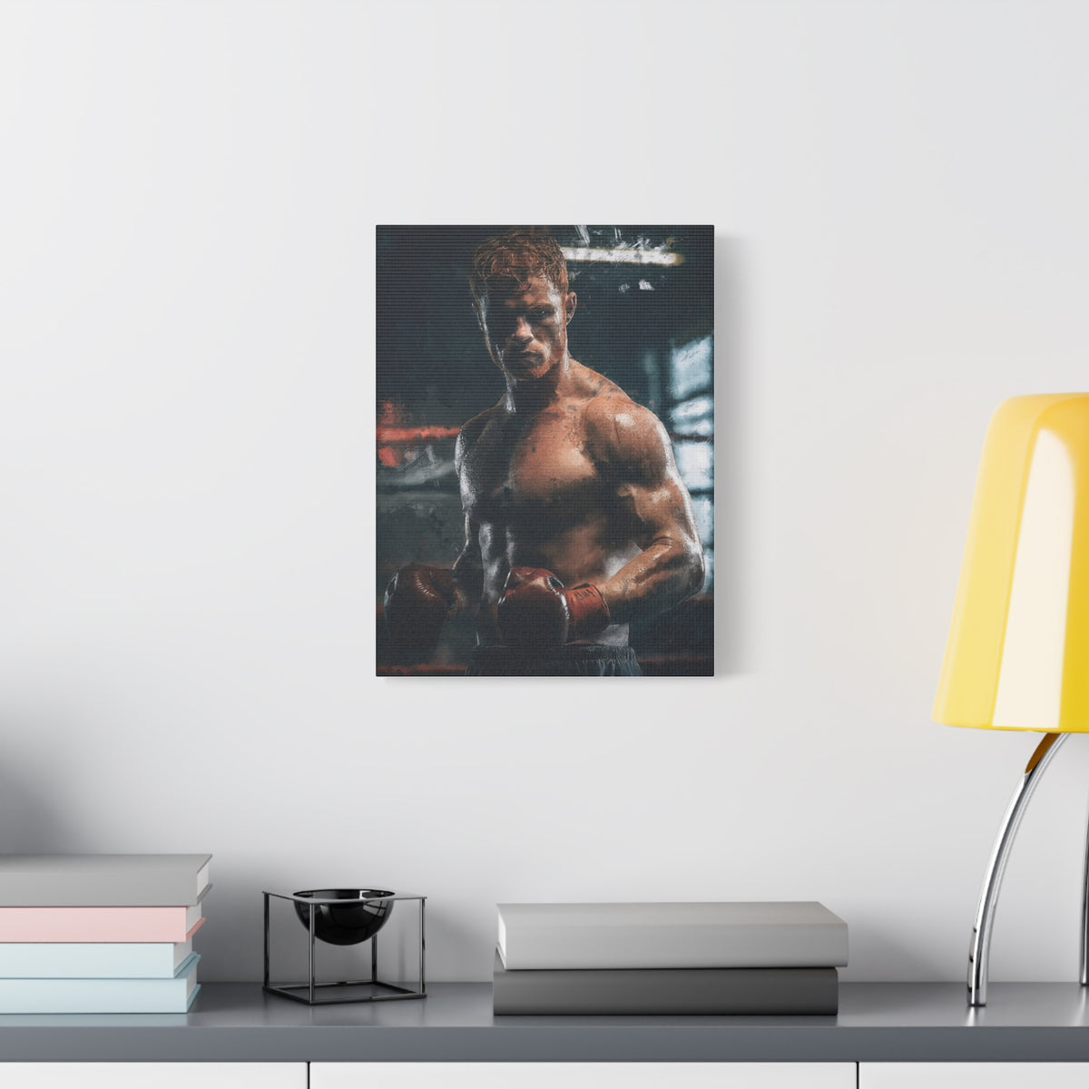 Canelo Álvarez Painting: Expressive Boxing Brilliance - Stretched Canvas Fine Art Boxing Print Poster, Ready to Hang, Wall Art Boxing Gift