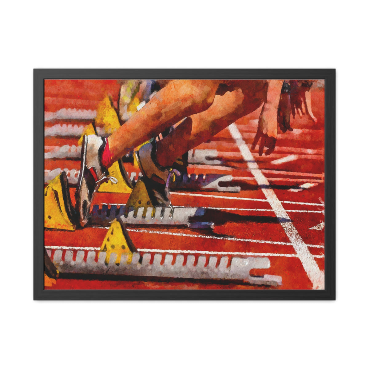 Capture the Sprint Race Thrill - Expressionist Modern Art Watercolour Painting Print, Ready to Hang Framed, Athletics Wall Art, Athletics Fan Gift