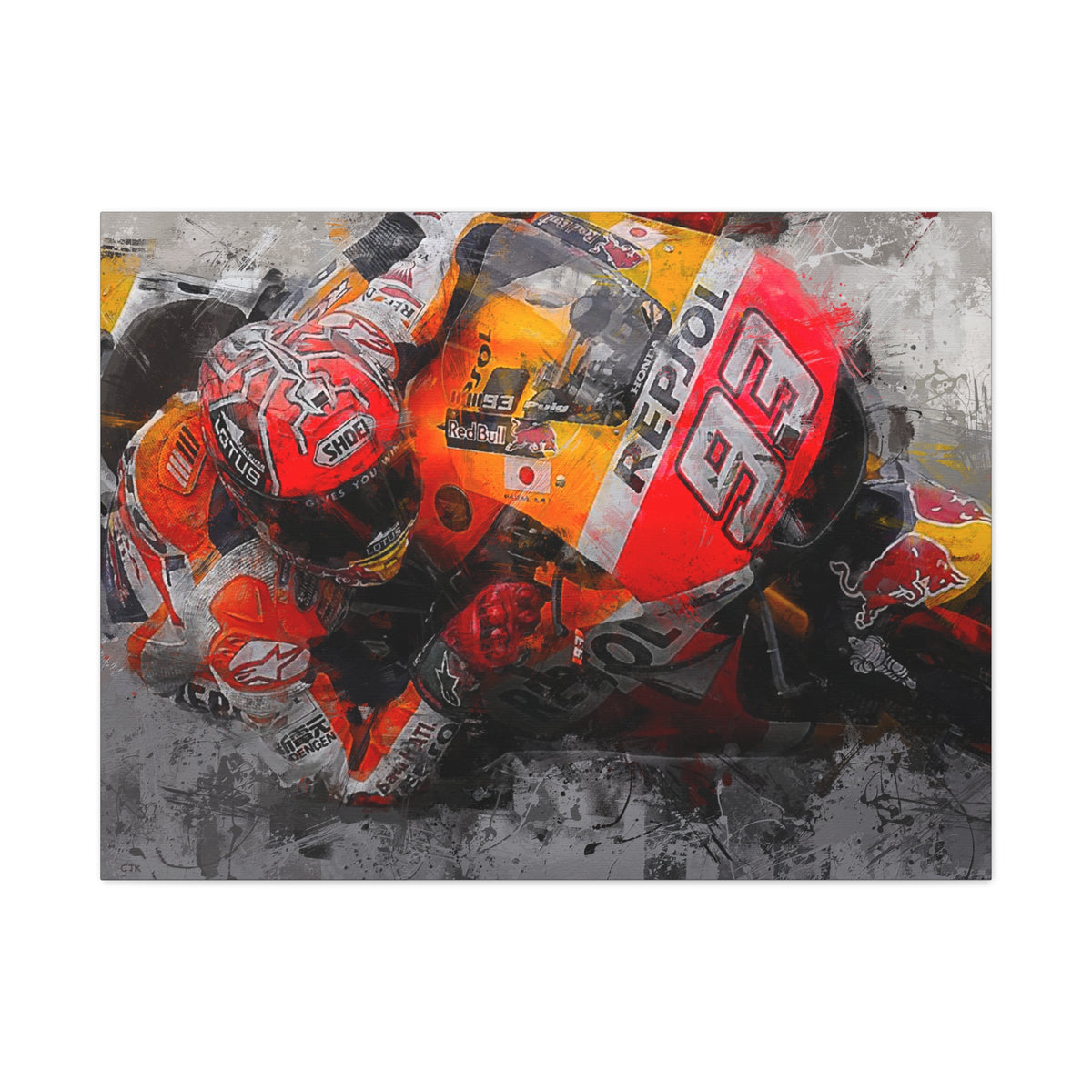 Marc Marquez Masterpiece, Stretched Canvas Fine Art MotoGP Print Poster, Ready to Hang, Wall Art MotoGP Gift