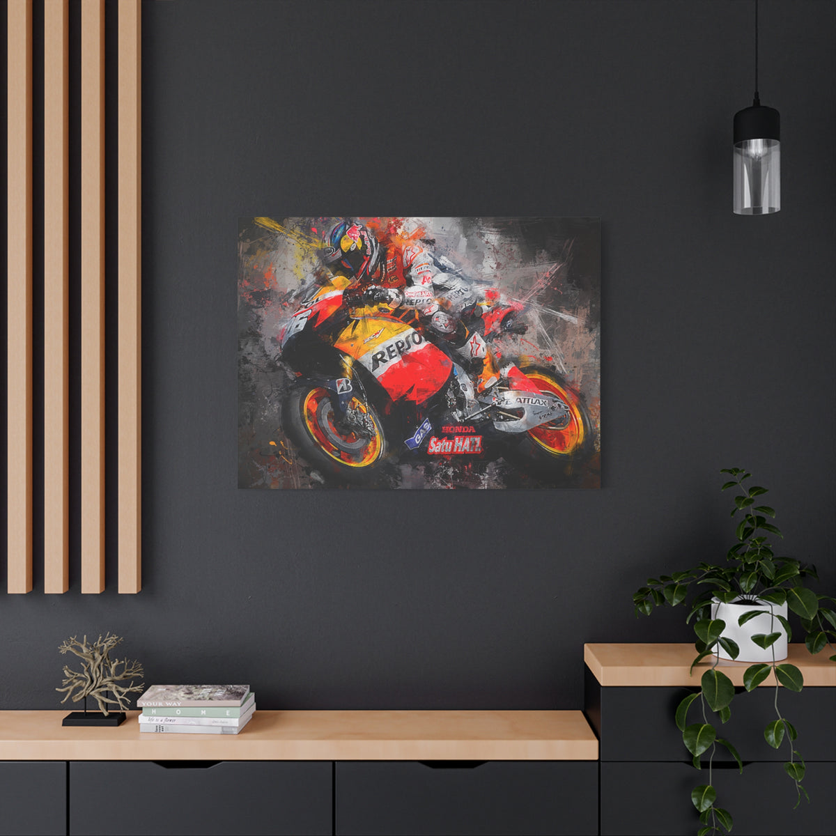 Experience the Thrill: Stretched Canvas Fine Art MotoGP Print Poster - Ready to Hang, Wall Art MotoGP Gift