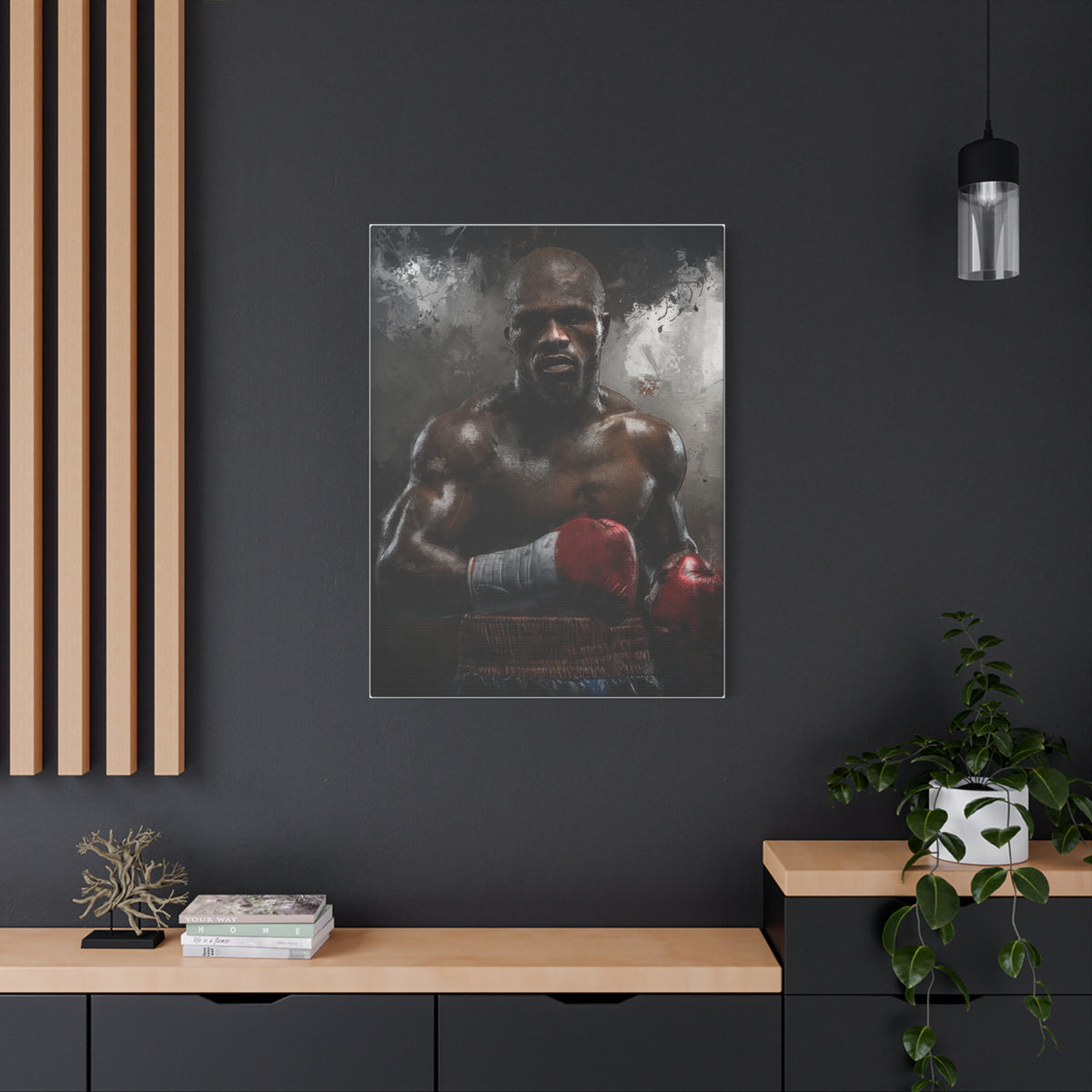Floyd Mayweather Jr. Portrait Painting: Stretched Canvas Fine Art Boxing Print Poster - Ready to Hang, Wall Art Boxing Gift