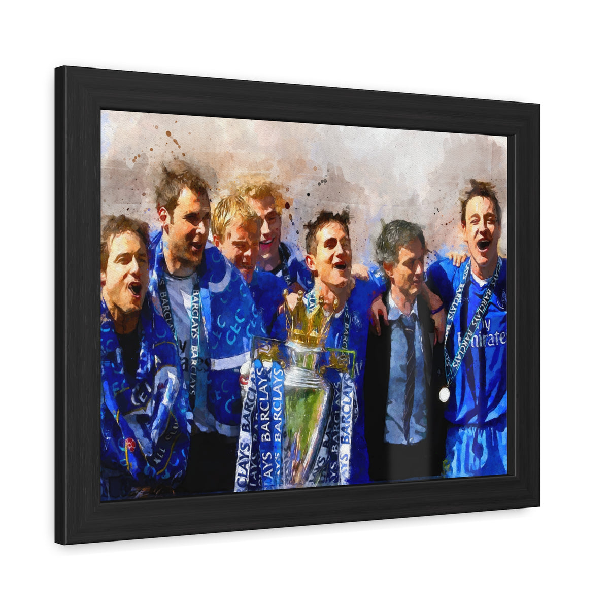 Premier League Winners 2005 Chelsea Watercolour Painting, Ready to Hang Framed Art Print Poster, Chelsea Fan Gift