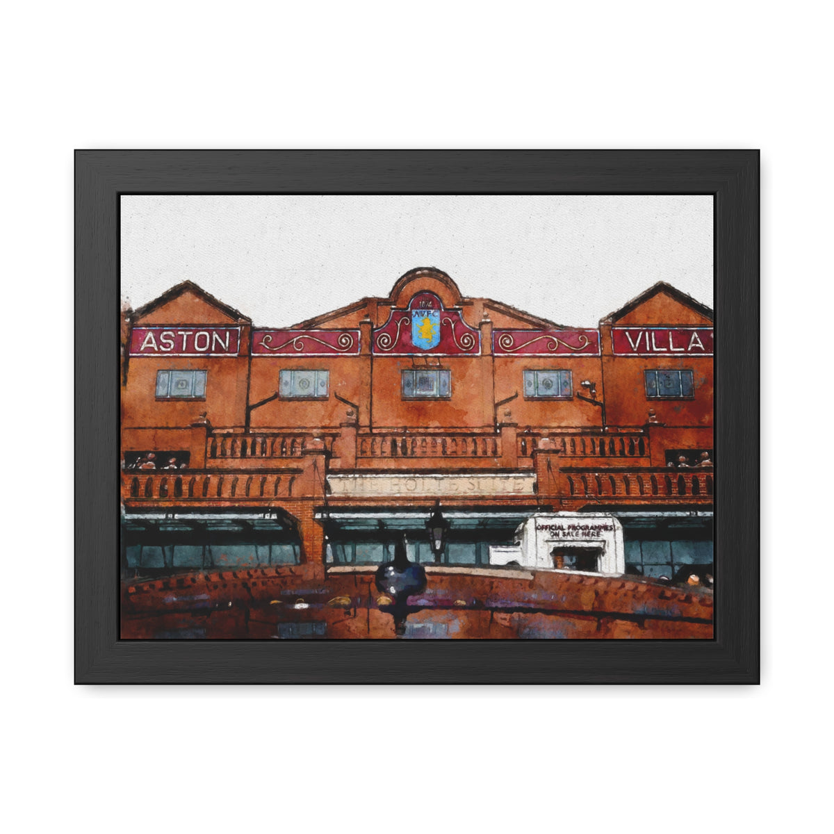 Aston Villa - Expressionist Modern Art - Ready to Hang Framed Watercolour Fine Art Painting Print Poster, Football Wall Art, Soccer Fan Gift