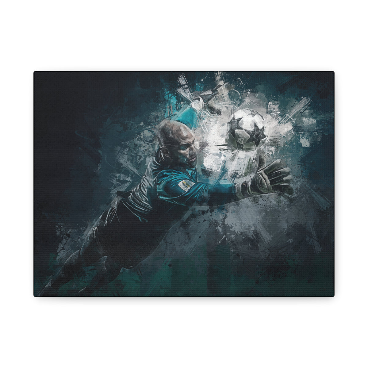 Dive into Passion: Expressionist Soccer Art Painting Print - Stretched Canvas Fine Art Poster, Ready to Hang - Ideal Football Fan Gift