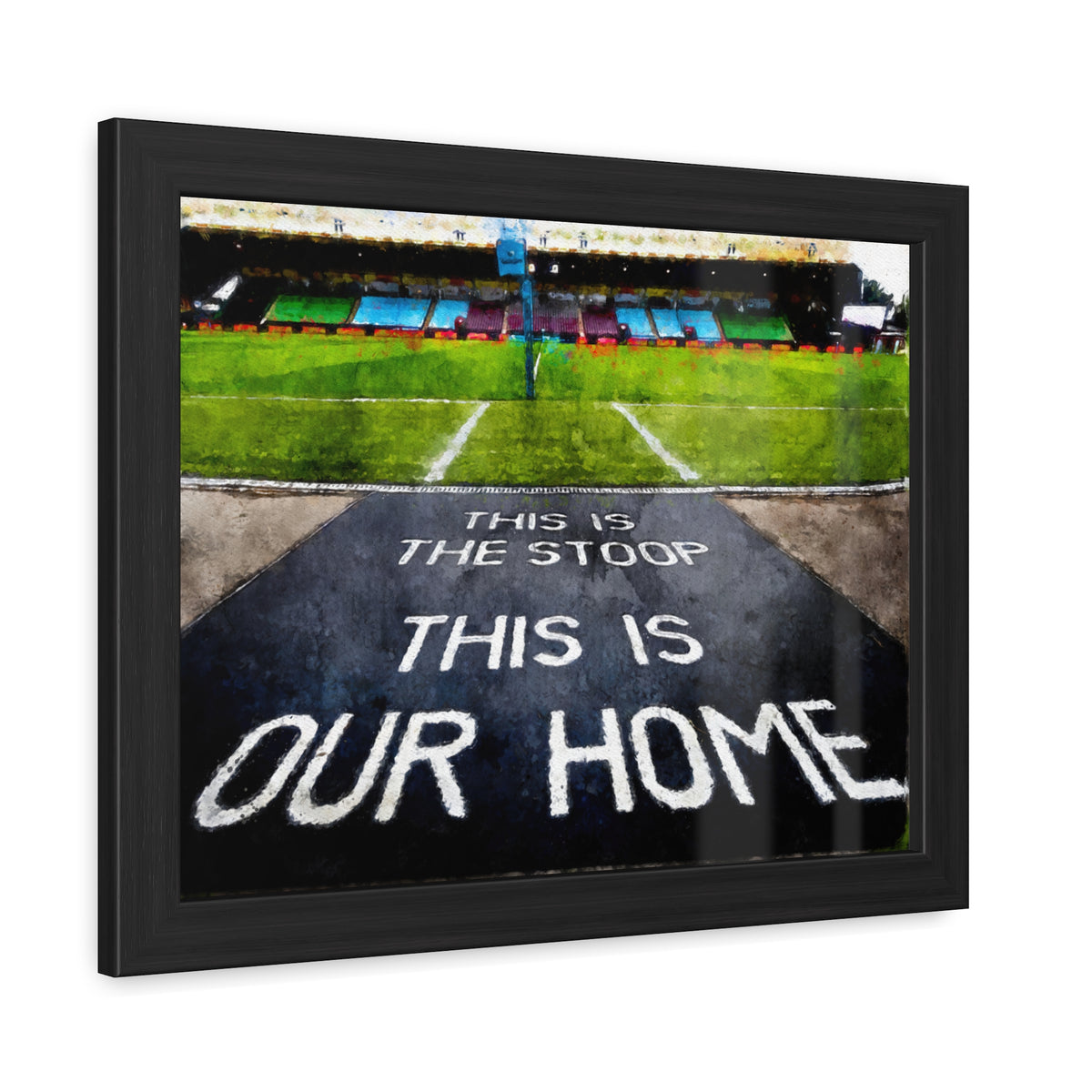 The Stoop Symphony: Harlequins Painting - Ready to Hang Framed Fine Art Rugby Print Poster, Stadium Ground Wall Art, Rugby Fan Gift