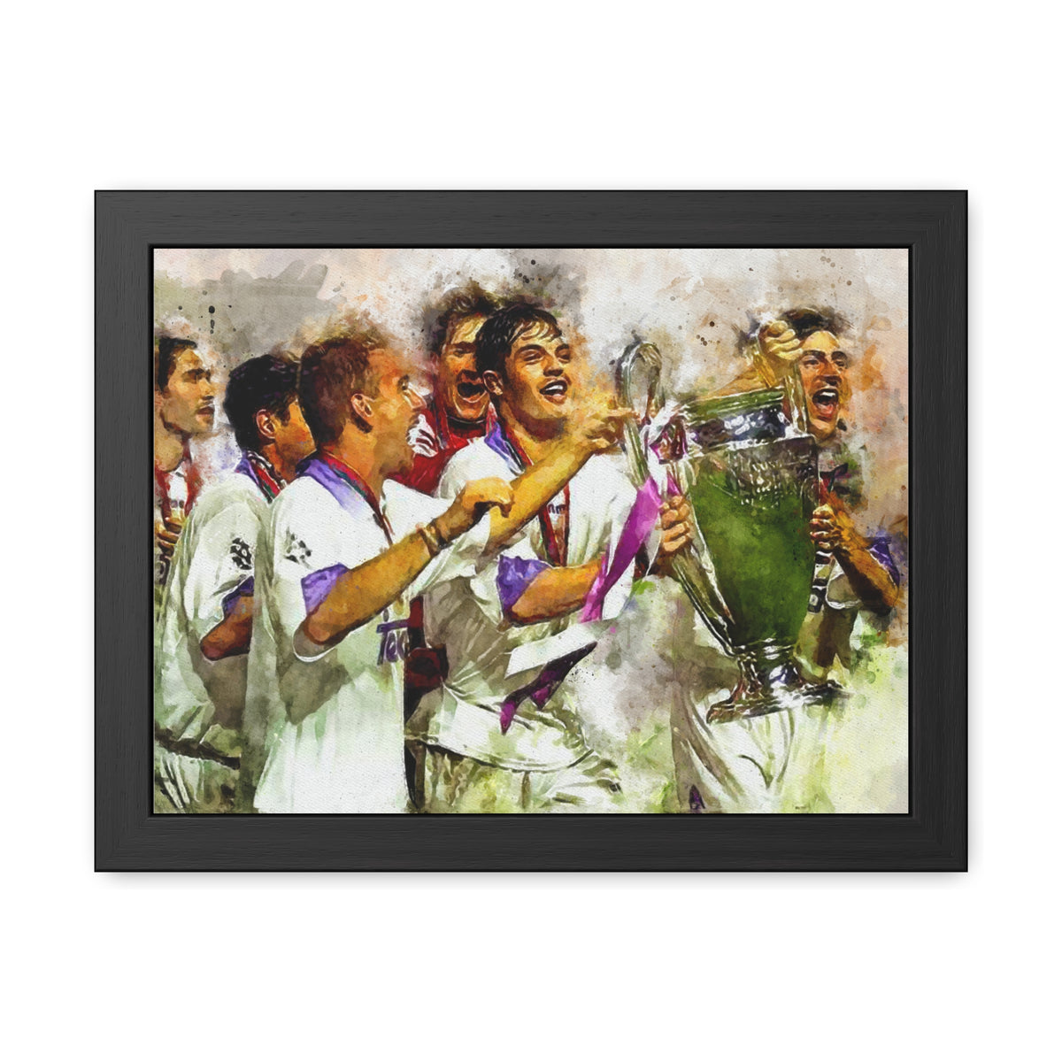 Champions League Winners 1998 Real Madrid Watercolour Painting, Ready to Hang Framed Art Print Poster, Real Madrid Fan Gift