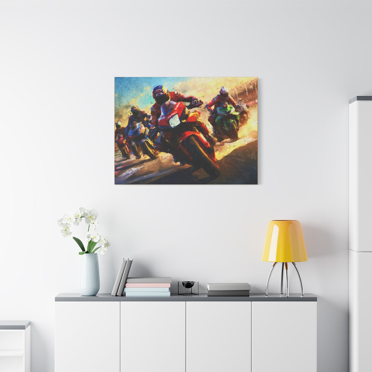 Impressionist MotoGP Riders Canvas: Fine Art Print Poster- Ready to Hang, Wall Art MotoGP Gift