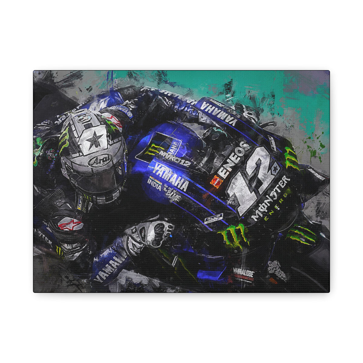 Dynamic MotoGP Thrills: Stretched Canvas Fine Art Print Poster - Ready to Hang, Wall Art MotoGP Gift