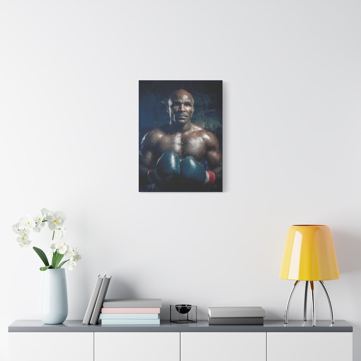 Evander's Essence: Stretched Canvas Fine Art Boxing Print Poster - Ready to Hang, Wall Art Boxing Gift