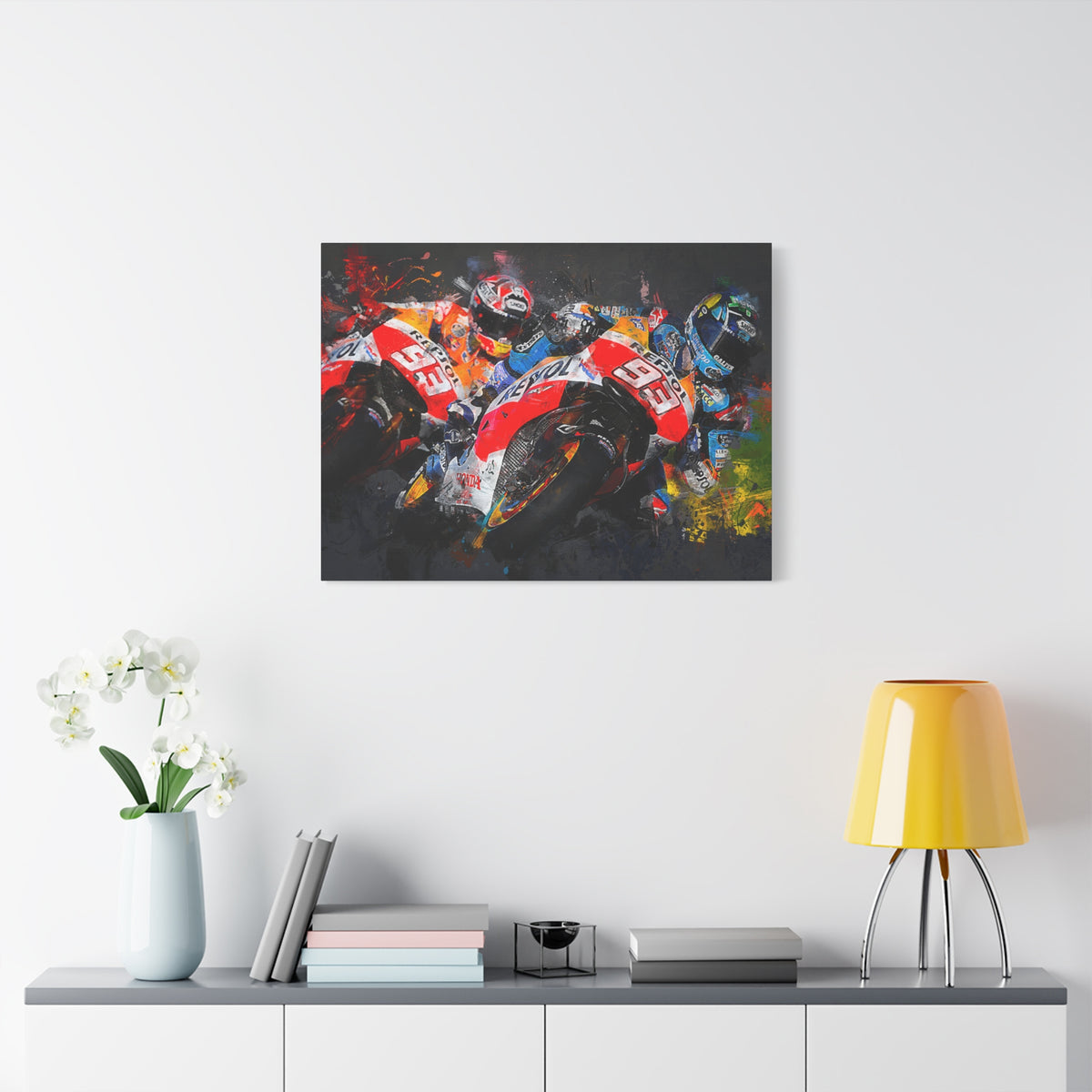 MotoGP Duel: Stretched Canvas Fine Art Print- Ready to Hang, Wall Art Poster, the Ultimate MotoGP Gift