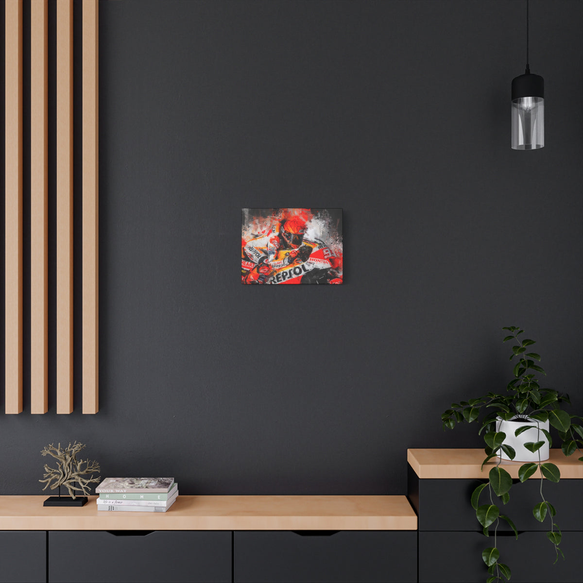 Racing Passion Unleashed: Stretched Canvas Fine Art MotoGP Print Poster - Ready to Hang, Wall Art MotoGP Gift