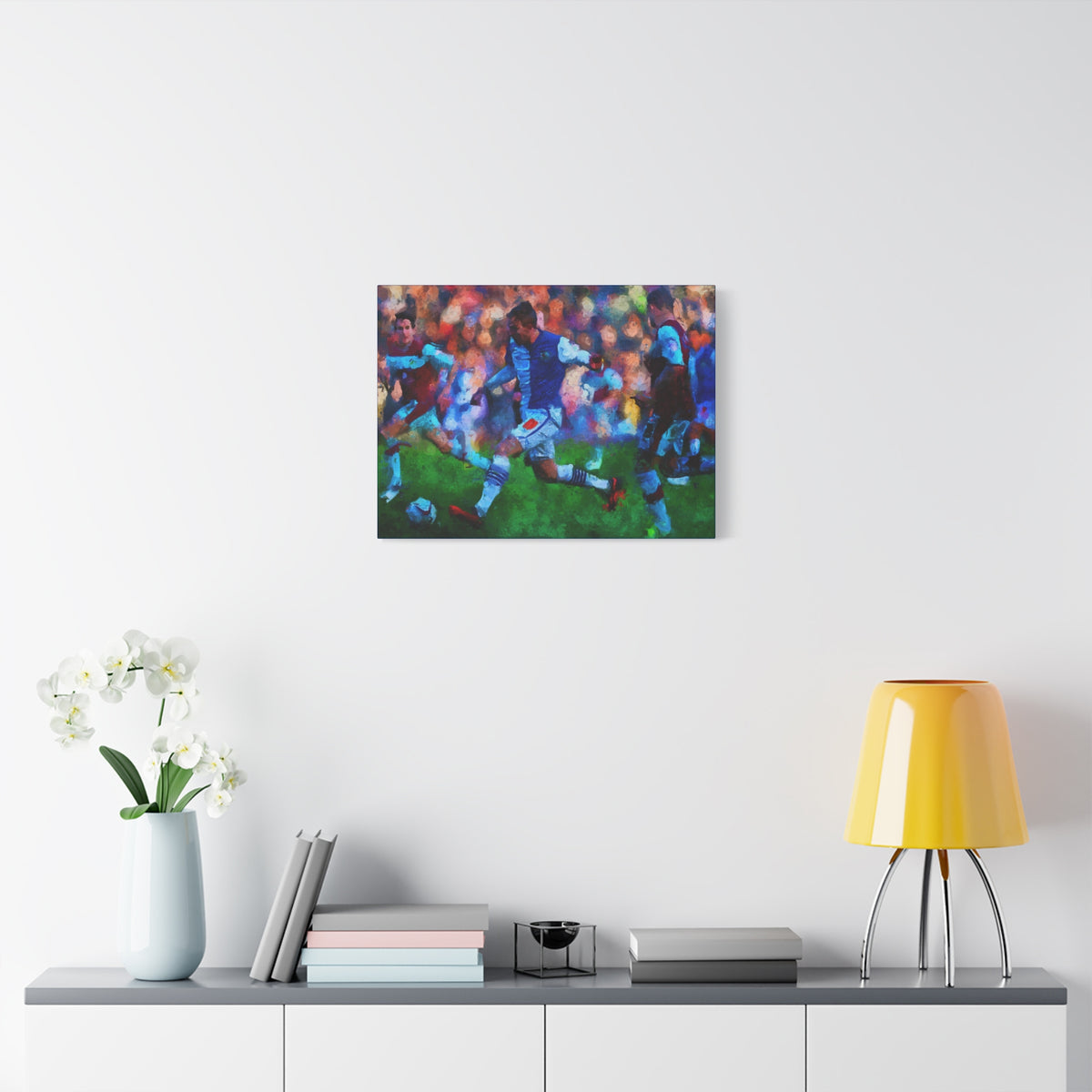 Burnley vs. Blackburn Rovers Derby Ready to Hang Framed Impessionist Fine Art Painting Print Poster, Football Wall Art, Soccer Fan Gift