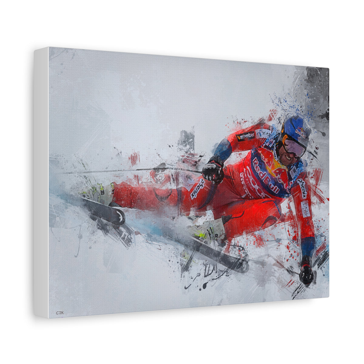 Captivating Aksel Lund Svindal Skiing Painting Print - Stretched Canvas Skiing Fine Art Print Poster- Ready to Hang Wall Art, Skier Gift
