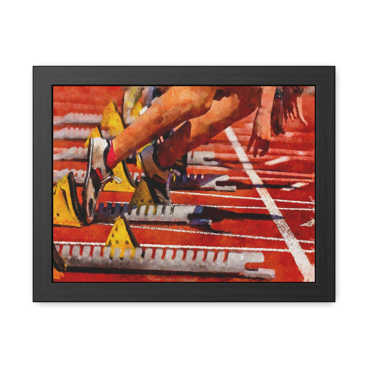Capture the Sprint Race Thrill - Expressionist Modern Art Watercolour Painting Print, Ready to Hang Framed, Athletics Wall Art, Athletics Fan Gift