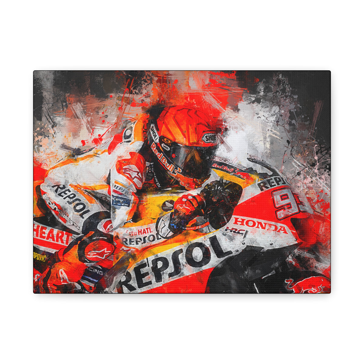 Racing Passion Unleashed: Stretched Canvas Fine Art MotoGP Print Poster - Ready to Hang, Wall Art MotoGP Gift