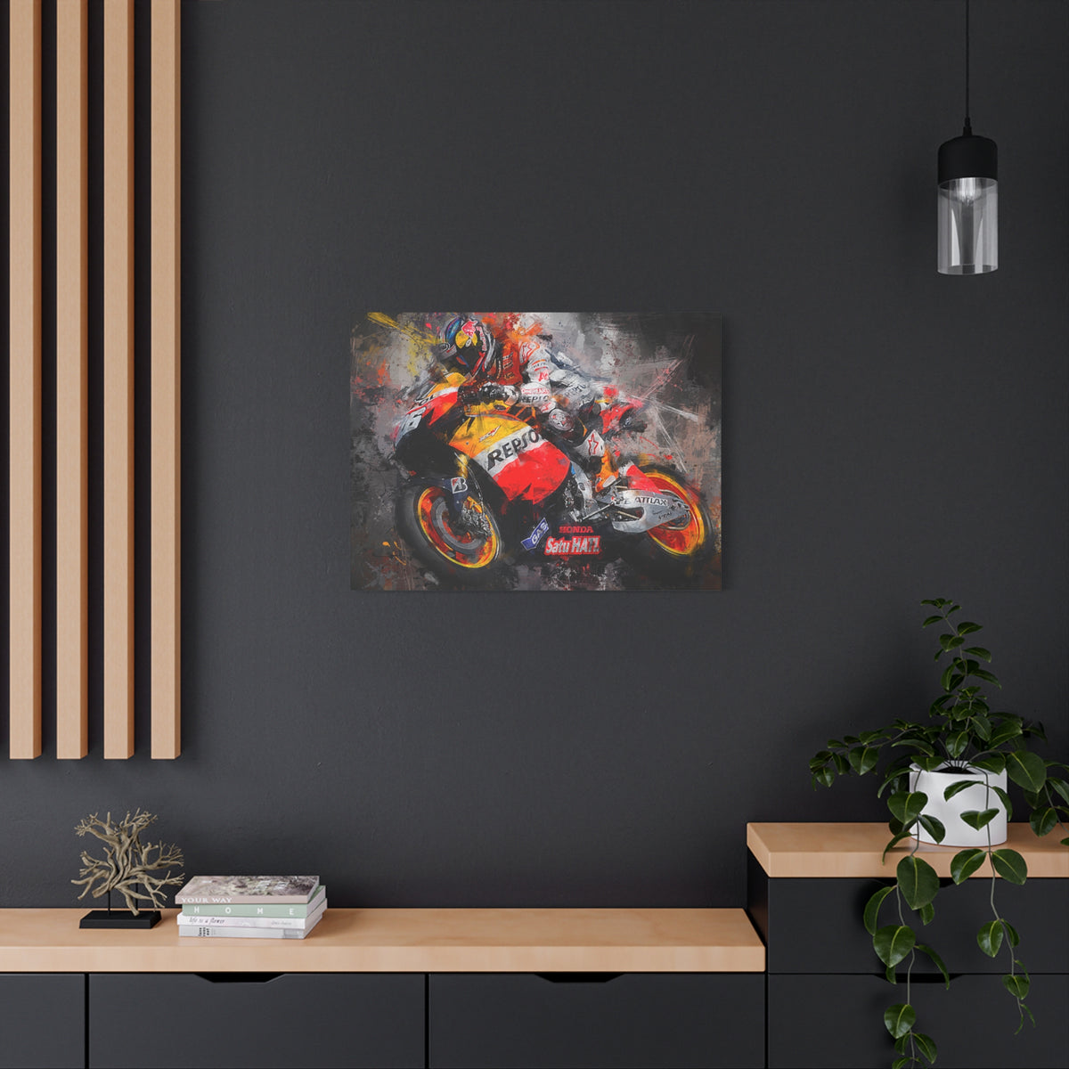 Experience the Thrill: Stretched Canvas Fine Art MotoGP Print Poster - Ready to Hang, Wall Art MotoGP Gift