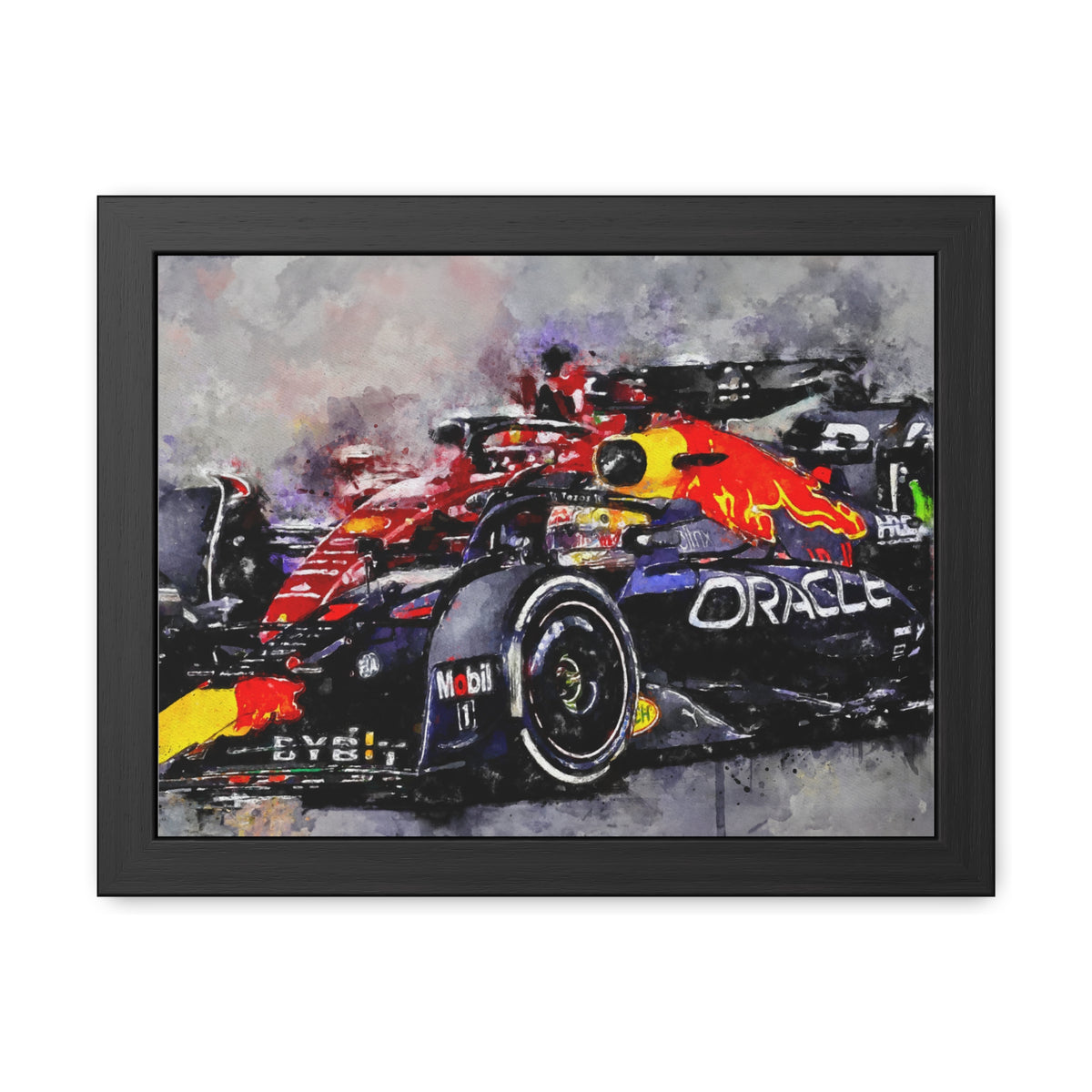 Drive into the Roar: Framed Watercolour F1 Fine Art Print - Ready to Hang, Wall Art Formula One Gift.