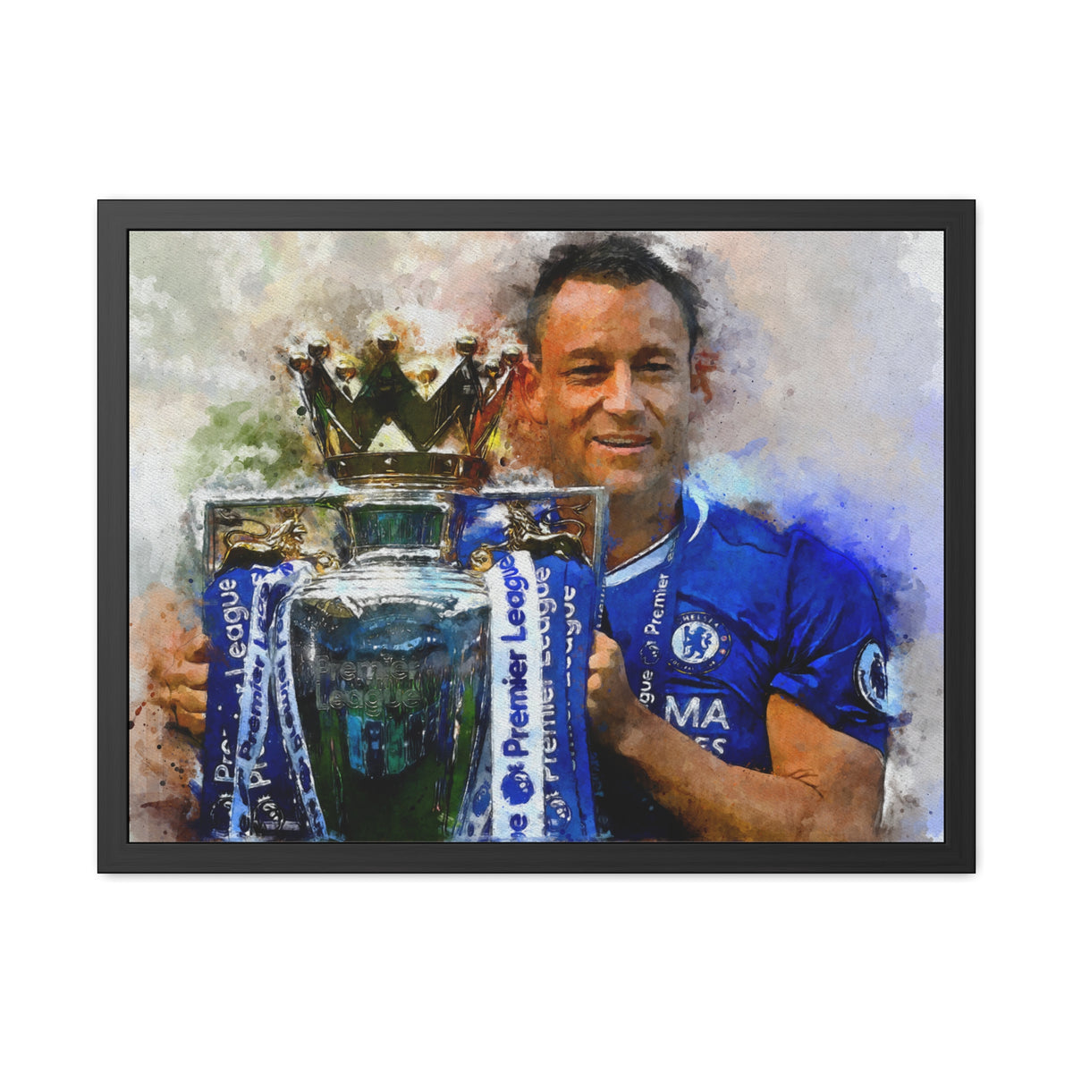 Premier League Winners 2017 Chelsea Watercolour Painting, Ready to Hang Framed Art Print Poster, Chelsea Fan Gift