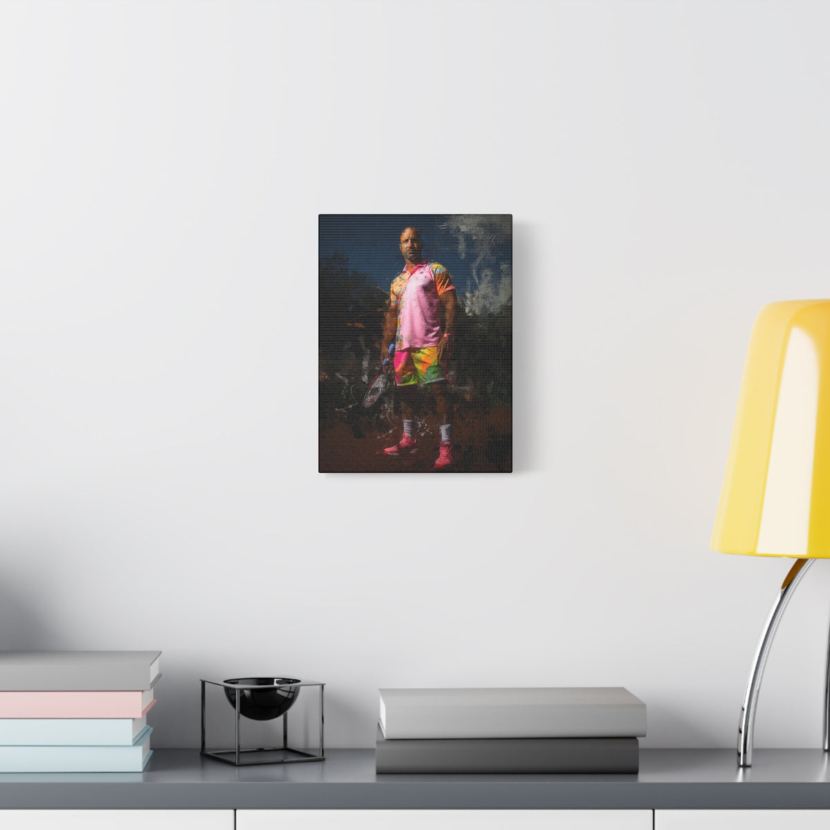 Andre Agassi Tennis Legend: Expressionist Modern Art Painting on Canvas - Stretched Canvas Tennis Fine Art Print Poster- Ready to Hang Wall Art, Tennis Fan Gift