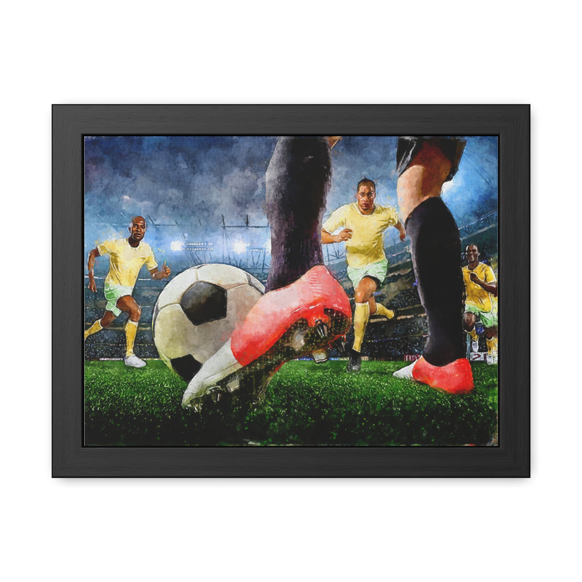 Soccer Player Expressive Art Captures Match Day Magic! Ready to Hang Framed Watercolour Fine Art Painting Print Poster, Soccer Fan Gift