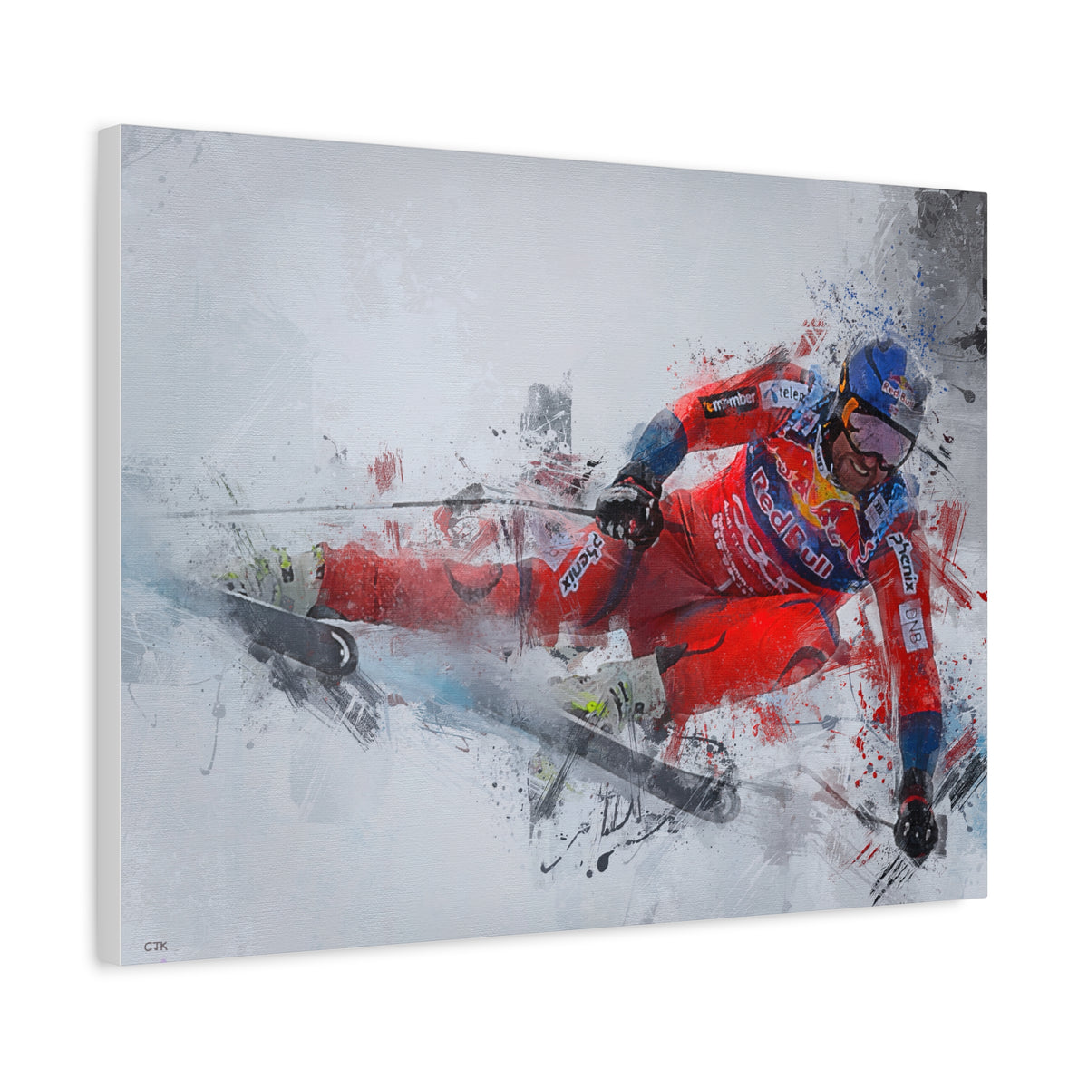 Captivating Aksel Lund Svindal Skiing Painting Print - Stretched Canvas Skiing Fine Art Print Poster- Ready to Hang Wall Art, Skier Gift