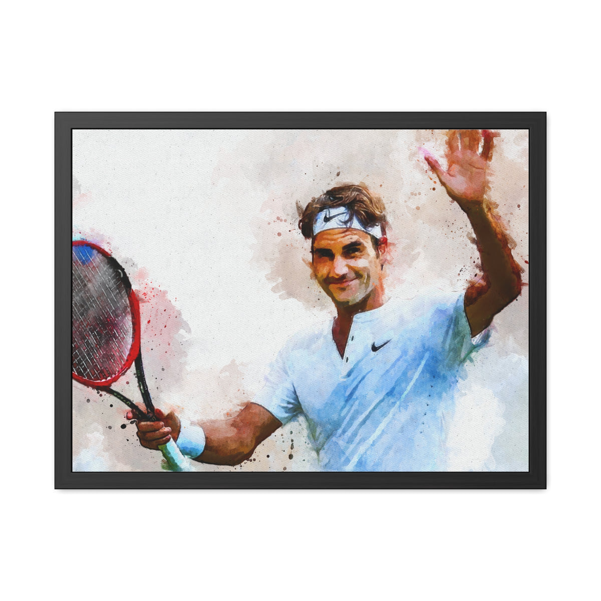 Roger Federer Tennis Art: Ready to Hang Framed Watercolour Fine Art Painting Print Poster, Tennis Wall Art, Tennis Fan Gift