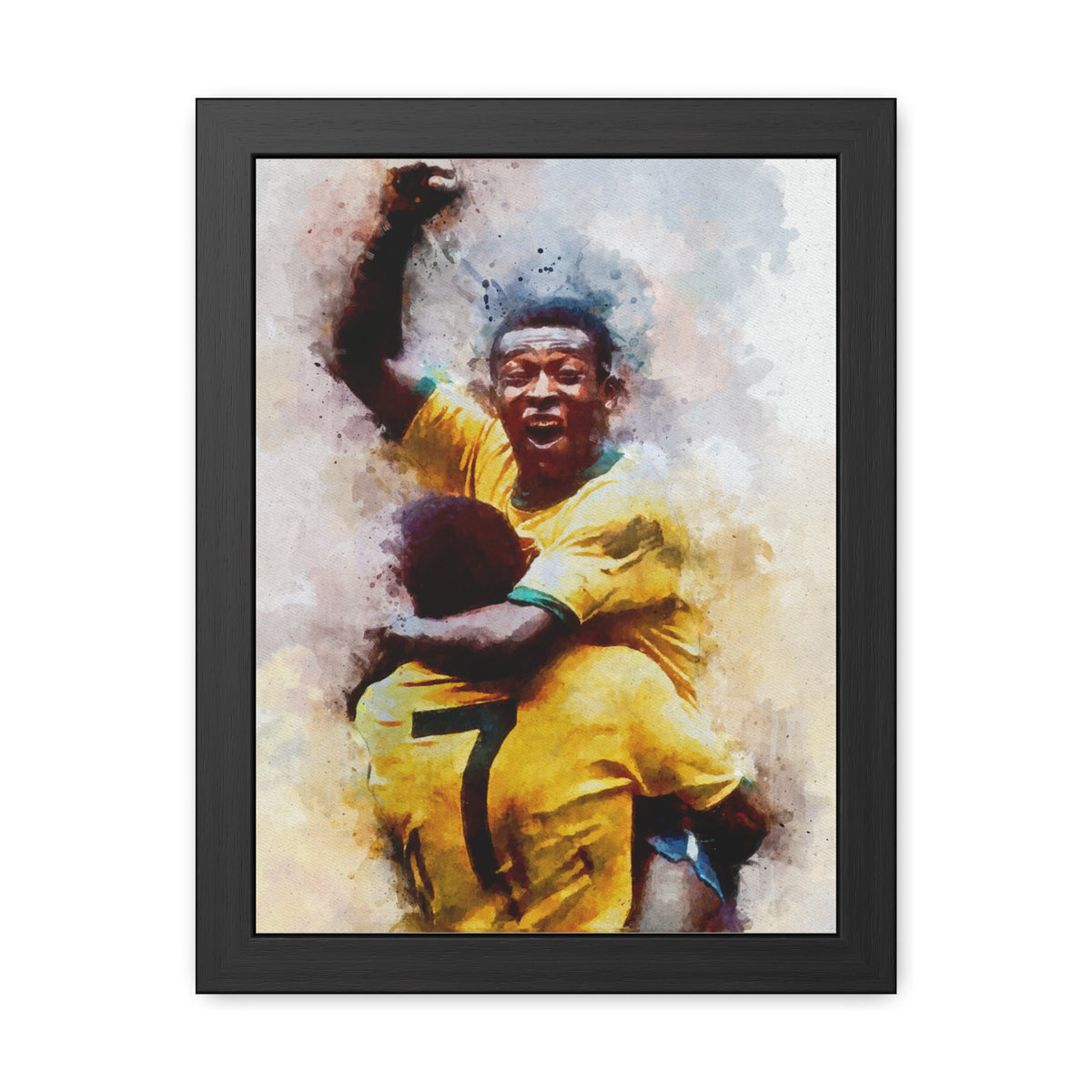 World Cup Winners 1970 Brazil Watercolor Painting, Ready to Hang Framed Art Print Poster, Brazil Fan Gift