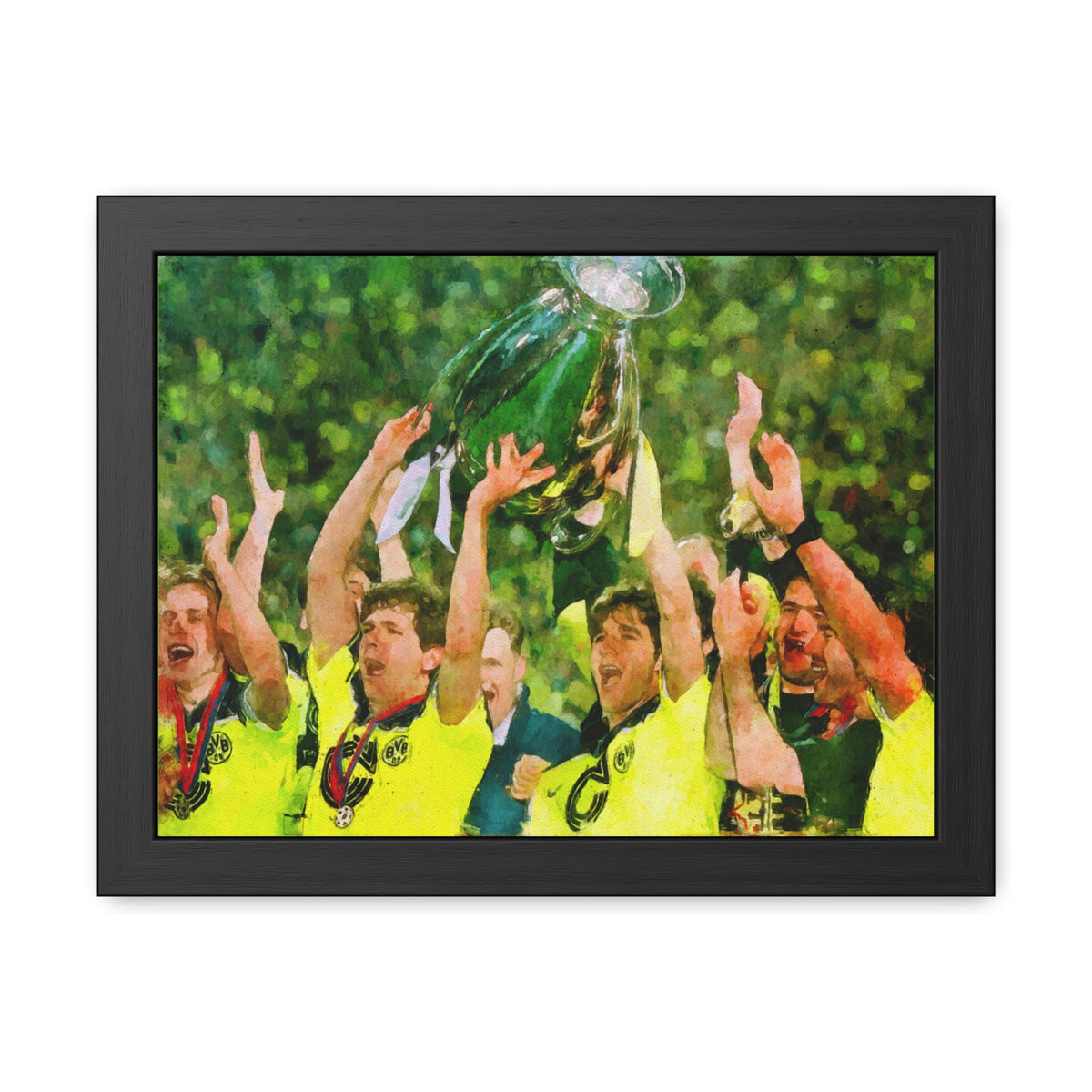 Champions League Winners 1997 Borussia Dortmund Watercolour Painting, Ready to Hang Framed Art Print Poster, Borussia Dortmund Fan Gift