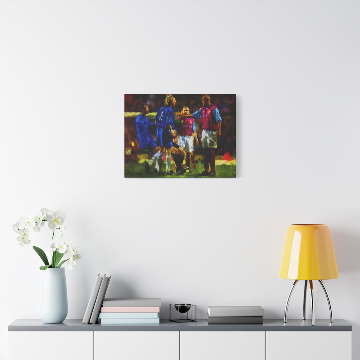 Birmingham vs. Villa Derby Ready to Hang Framed Impressionist Fine Art Painting Print Poster, Football Wall Art, Soccer Fan Gift