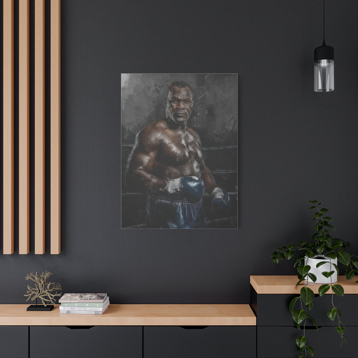 Smokin' Joe Frazier: Stretched Canvas Fine Art Boxing Print Poster - Ready to Hang, Wall Art Boxing Gift