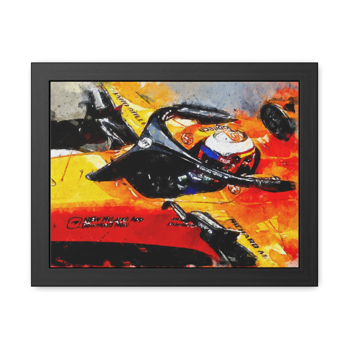 Capture the F1 Essence with Carlos Sainz - Framed Watercolour Fine Art Print Poster - Ready to Hang, Wall Art Formula One Gift